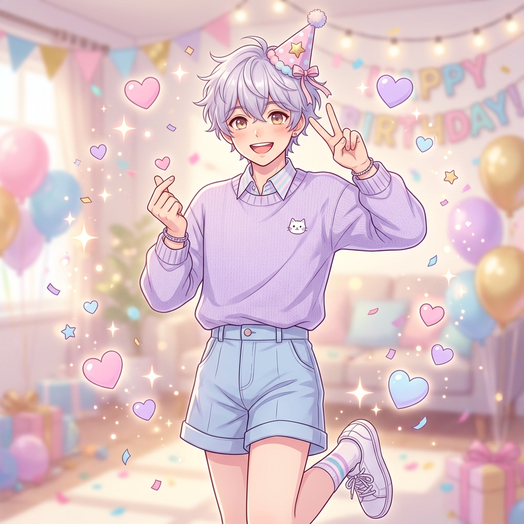 Anime Boy giving peace heart
